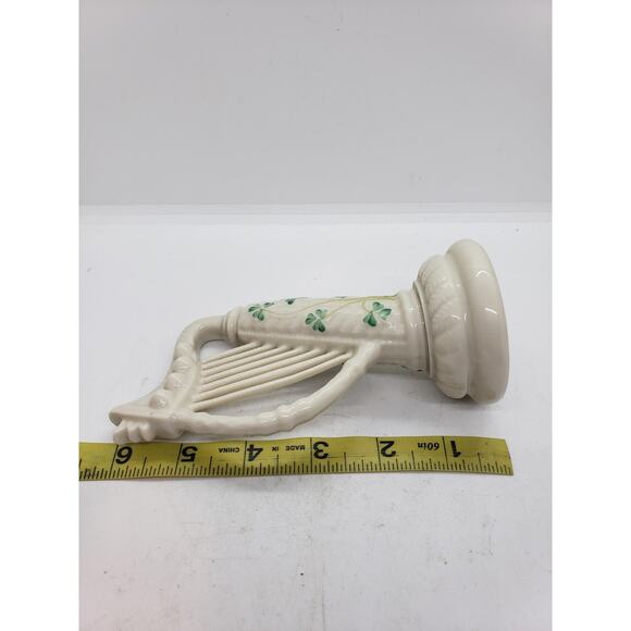 Vintage Belleek Harp Figurine Porcelain Shamrock Celtic Made in Ireland Irish - Picture 5 of 8